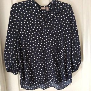 Chico's Navy blue polka dot blouse Size 3